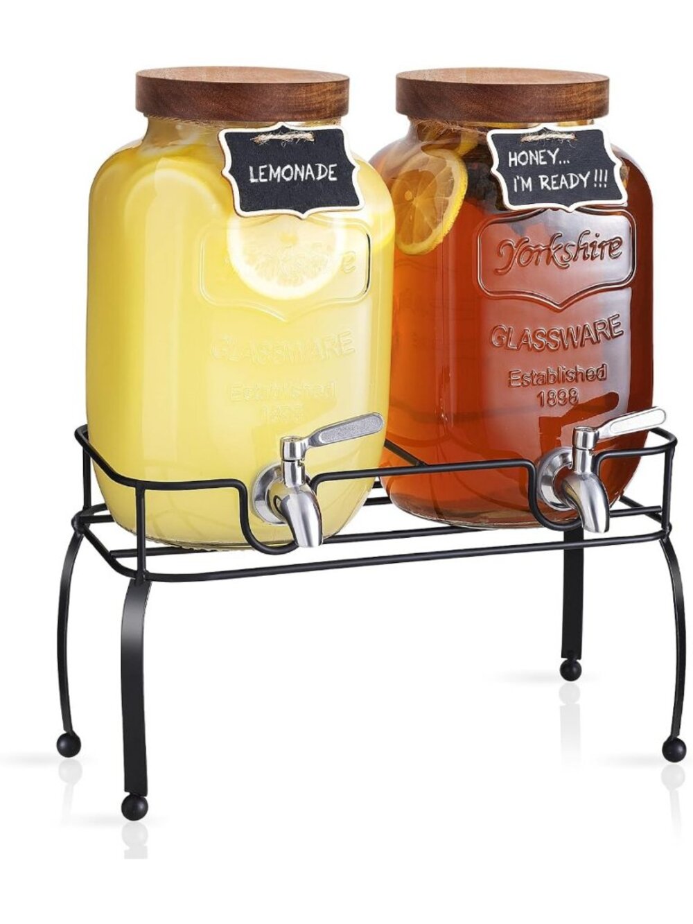 1 Gallon Glass Drink Dispenser with Stand - Perfect for Parties & Events, 2